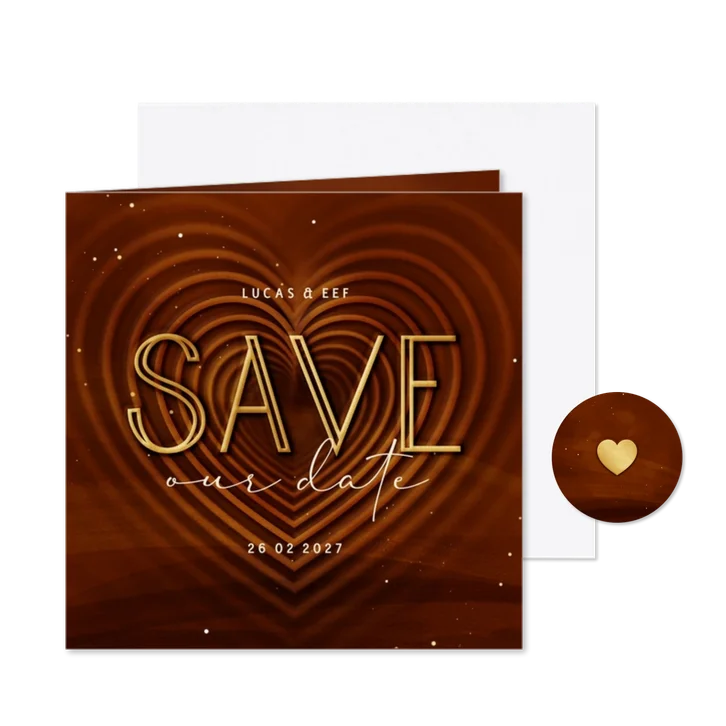 Save te date kaart met hart op achtergrond