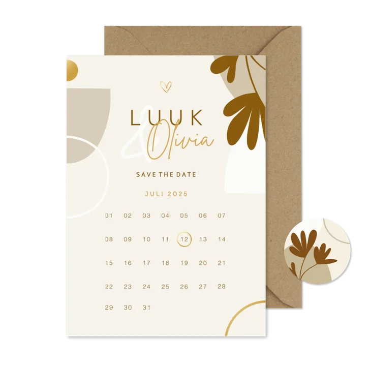 Save the date kaart abstracte vormen kalender