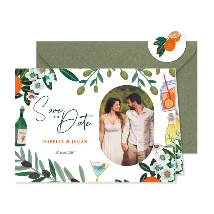 Save the Date kaart mediterraanse zomer