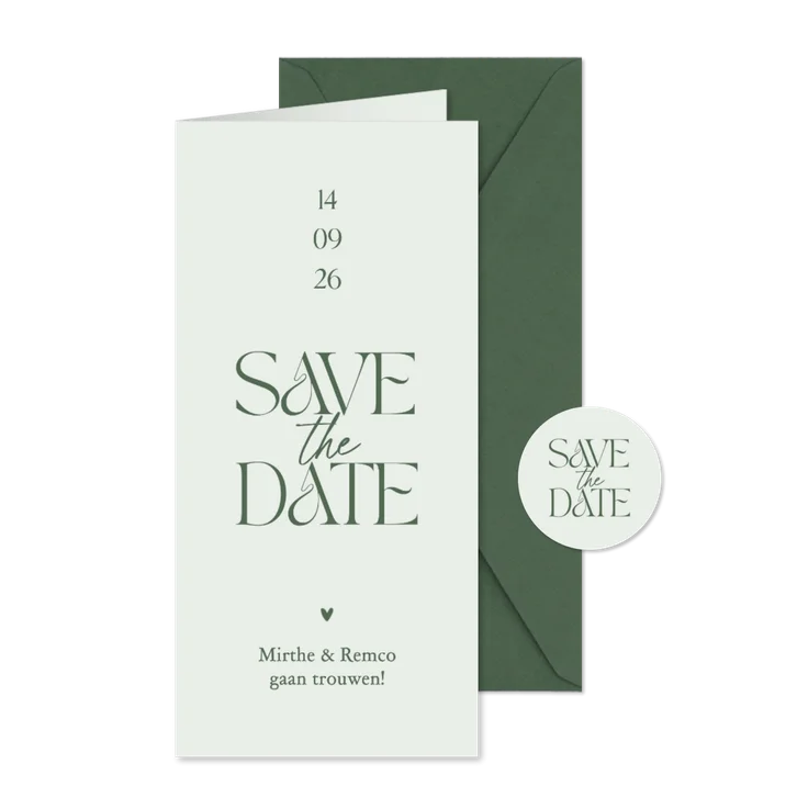 Save the date trouwkaart minimalistisch hartje stijlvol