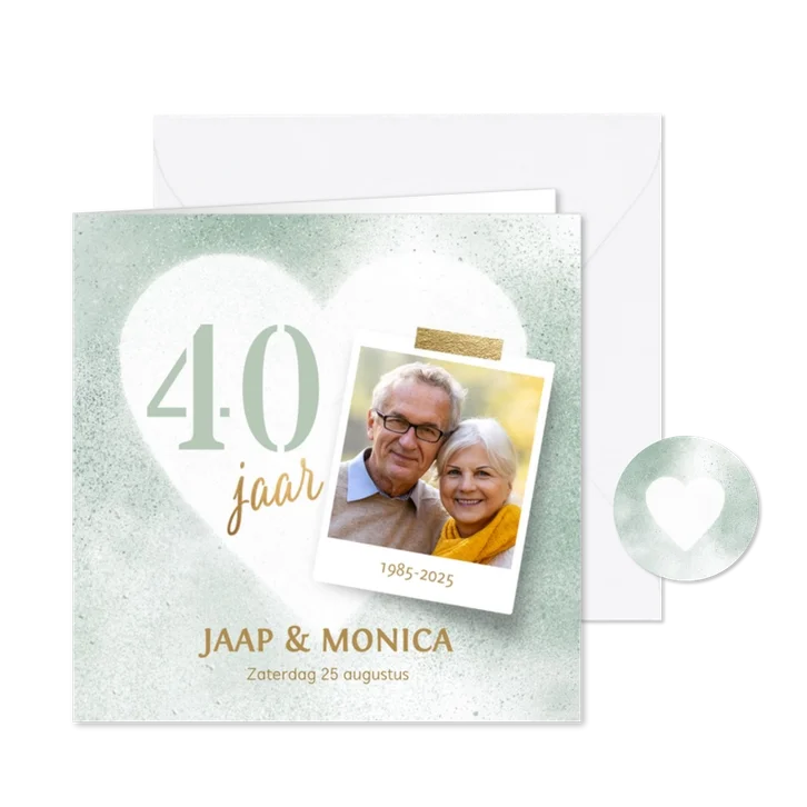 Sfeervolle uitnodiging jubileum huwelijk met foto
