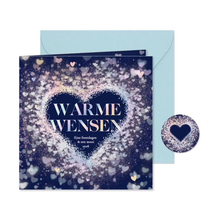 Sprankelende kerstkaarten holografisch hart warme wensen