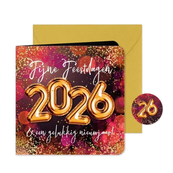 Sprankelende nieuwjaarskaart jaartal cijferballon goud