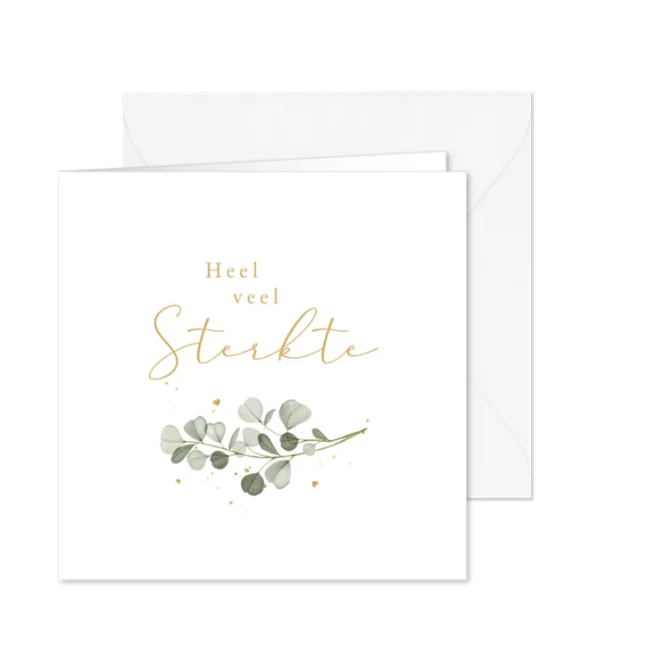 Sterkte kaart eucalyptus stijlvol goud hartjes condoleance