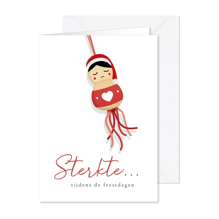 Sterkte kaart feestdagen gelukspoppetje met kerstmuts 
