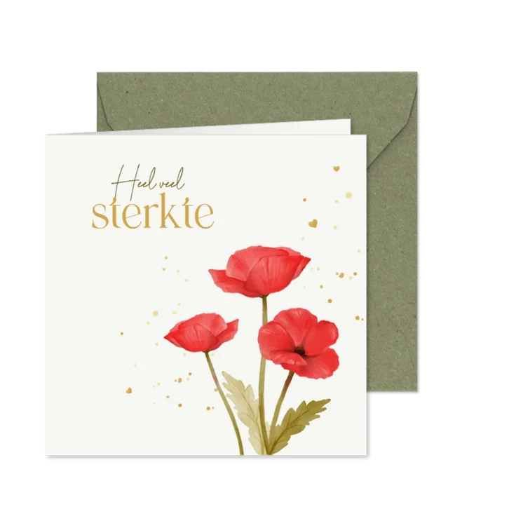 Sterkte kaart klaprozen bloemen hartjes medeleven
