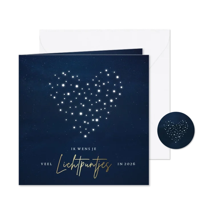 Sterkte kerstkaart hart - ik wens je veel lichtpuntjes 2026