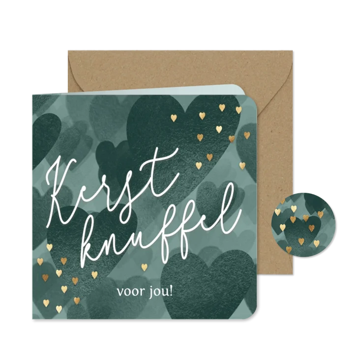 Sterkte kerstkaartje Kerst Knuffel harten