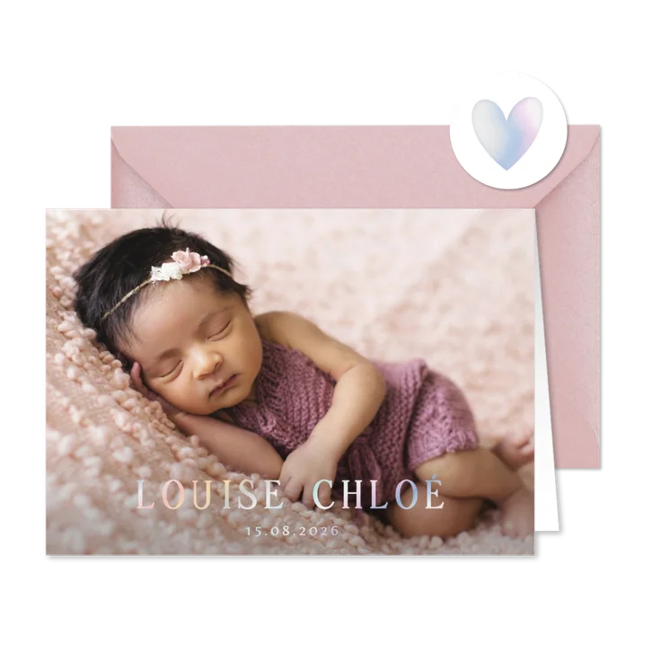 Stijlvol geboortekaartje grote foto