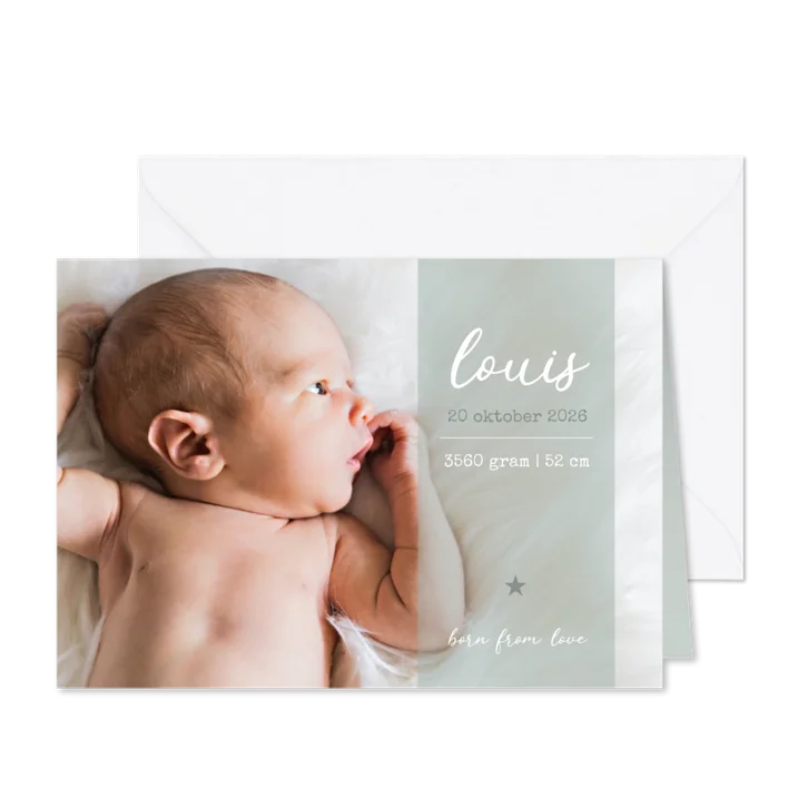 Stijlvol geboortekaartje met grote foto