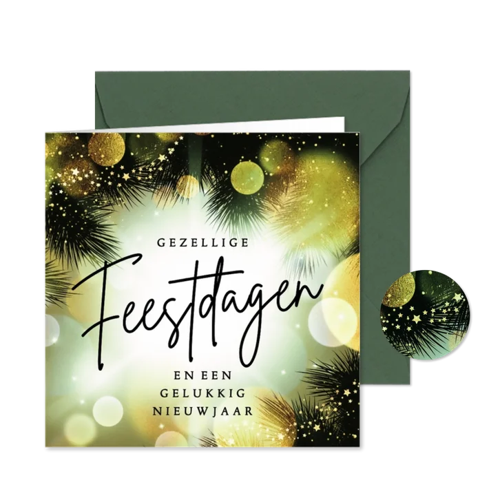Stijlvol kerstkaartje met groen kerst licht