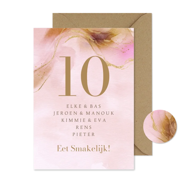 Stijlvol tafelkaartje bohemian watercolor goud