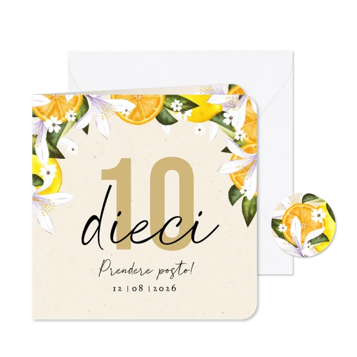 Stijlvol tafelkaartje botanisch fruit en bloemen