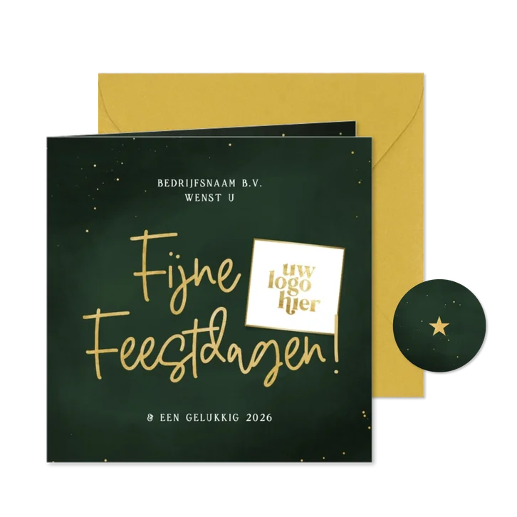 Stijlvol zakelijk kerstkaartje fijne feestdagen logo groen