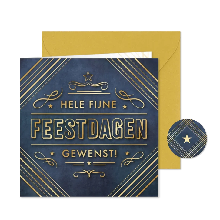 Stijlvolle blauwe zakelijke kerstkaart met foliedruk lijnen