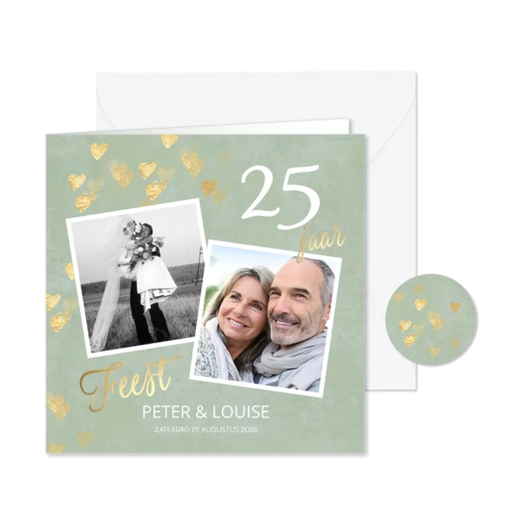 Stijlvolle huwelijk jubileum uitnodiging 25 jaar foto
