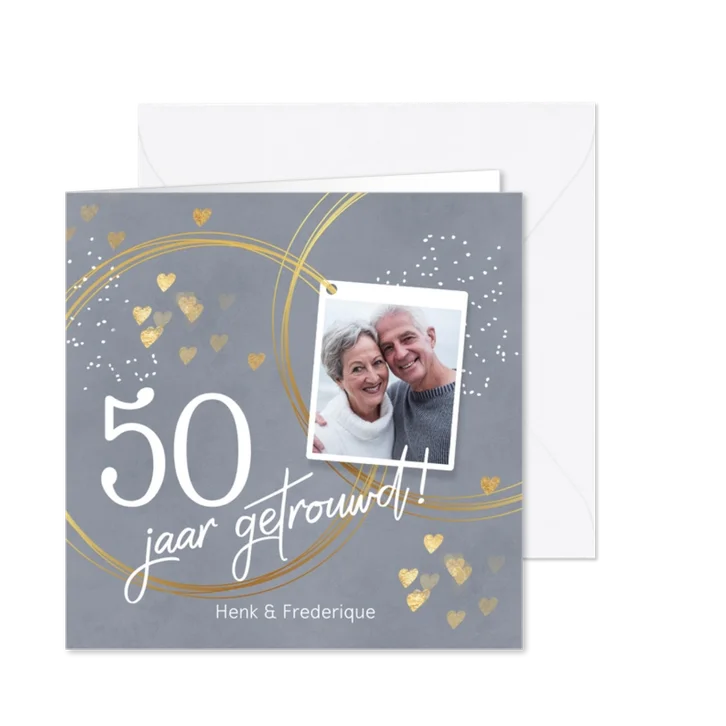 Stijlvolle jubileumkaart 50 jaar getrouwd foto