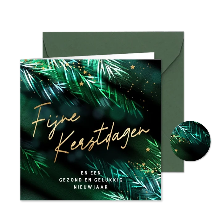 Stijlvolle kerstkaart kerstsfeer takjes