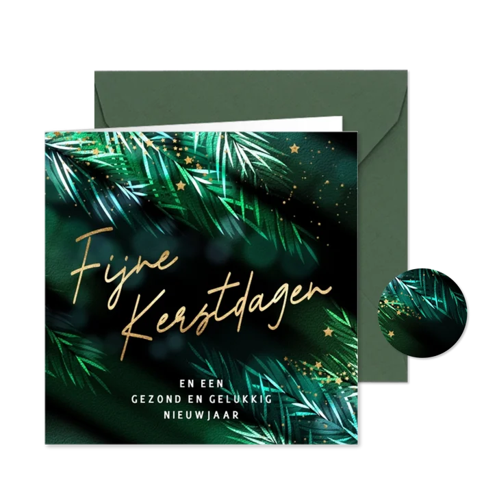 Stijlvolle kerstkaart kerstsfeer takjes