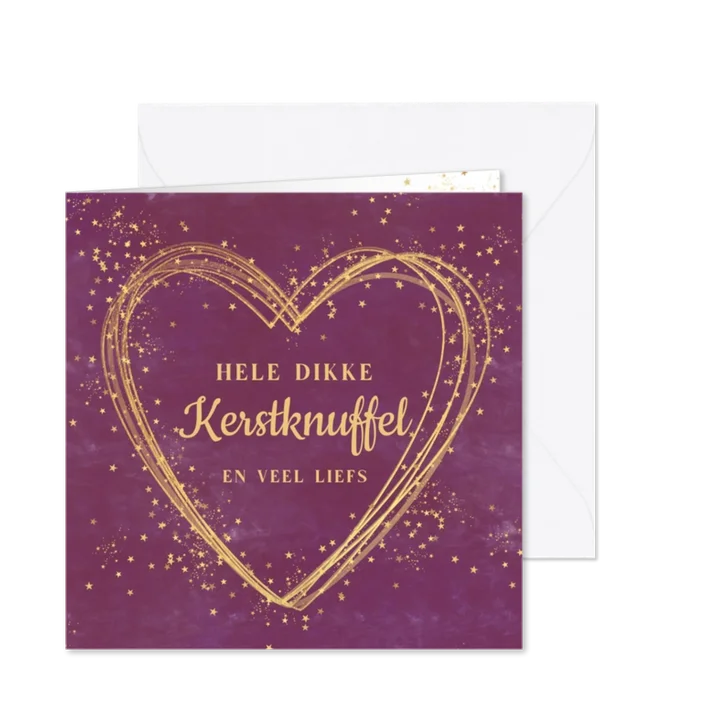 Stijlvolle kerstkaart met een sprankelende kerstknuffel