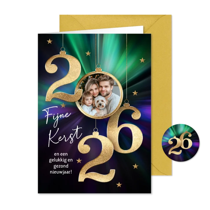Stijlvolle kerstkaart met foto en 2026