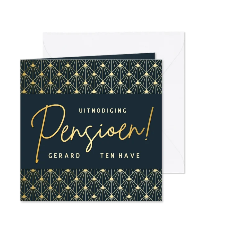 Stijlvolle klassieke art-deco uitnodiging voor een pensioen