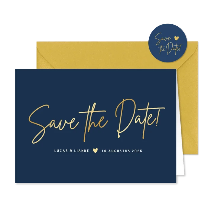 Stijlvolle liggende minimalistische Save the Date kaart 