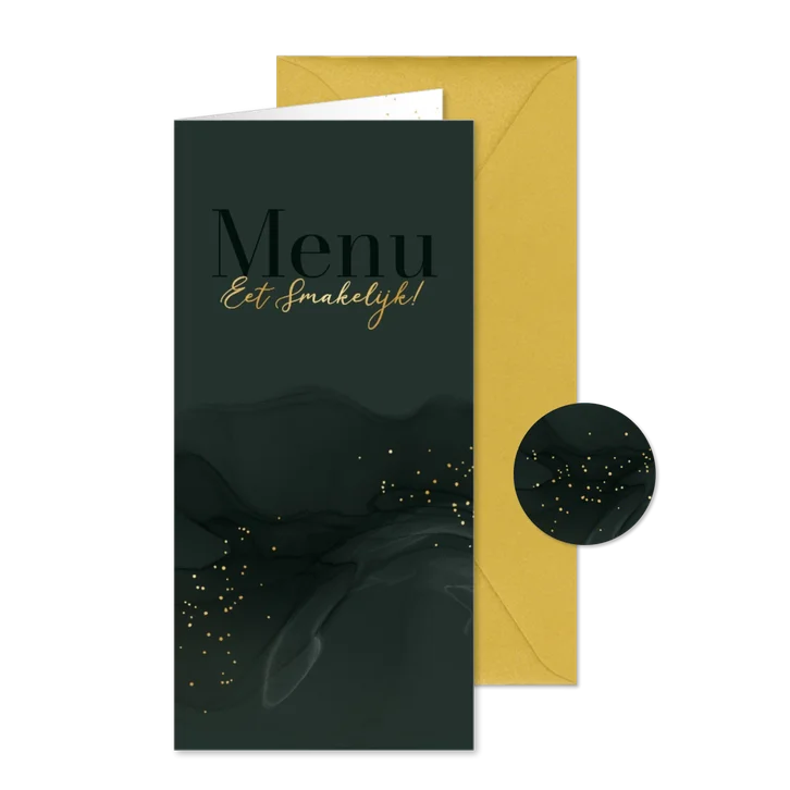  Stijlvolle menukaart watercolor chique groen goud spetters