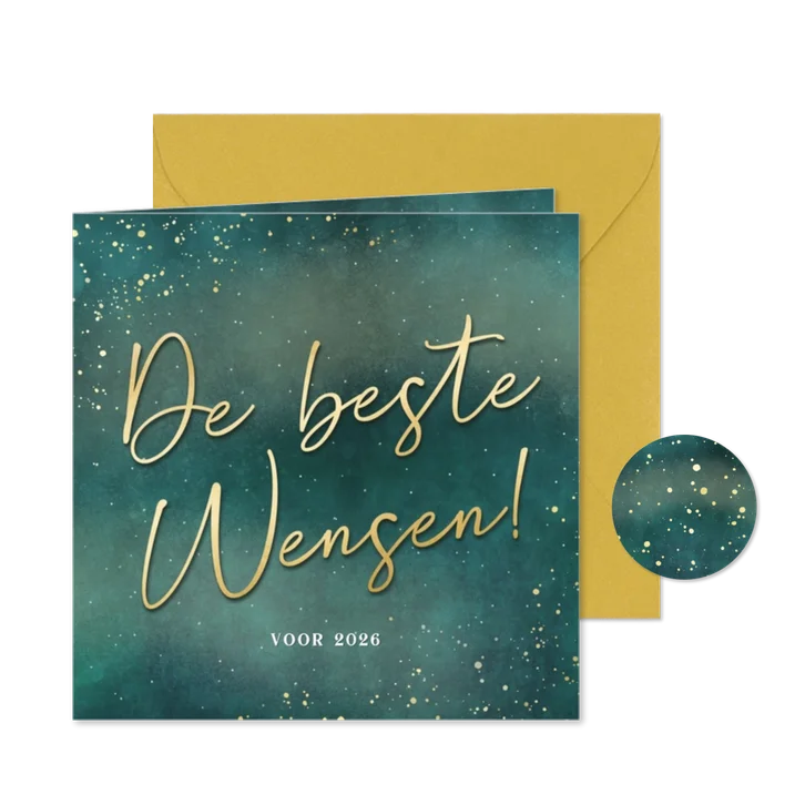 Stijlvolle nieuwjaarskaart met goud - De beste wensen 