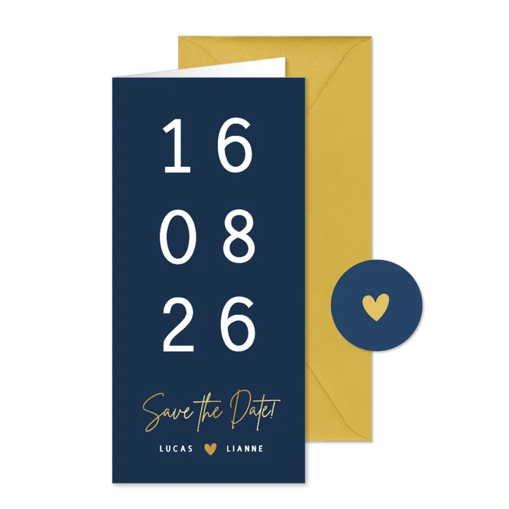 Stijlvolle originele langwerpige datum save the date kaart