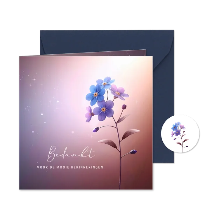 Stijlvolle rouwkaart bedankt voor de mooie herinneringen 