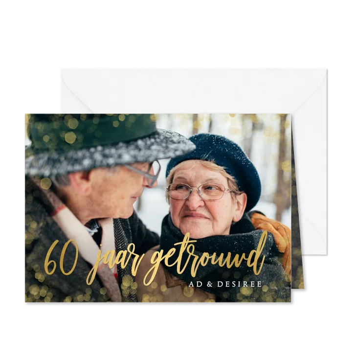 Stijlvolle uitnodiging huwelijksjubileum 60 jaar met goud