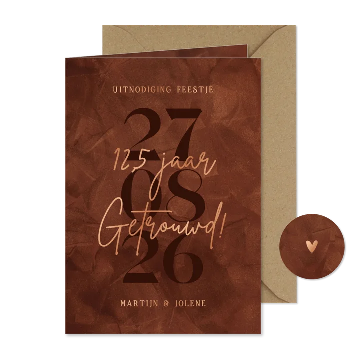 Stijlvolle uitnodiging jubileum 12,5 jaar getrouwd koper