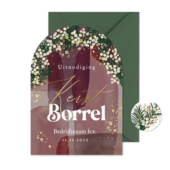 Stijlvolle uitnodiging kerstborrel watercolor bubbels