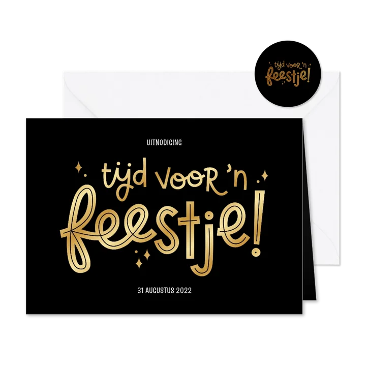 Stijlvolle uitnodiging tijd voor 'n feestje met foliedruk
