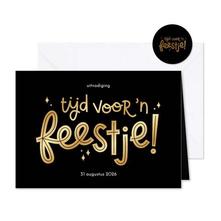 Stijlvolle uitnodiging tijd voor 'n feestje met foliedruk