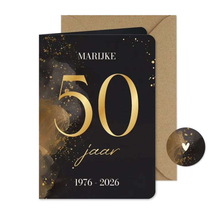 Stijlvolle uitnodiging verjaardag 50 jaar goud