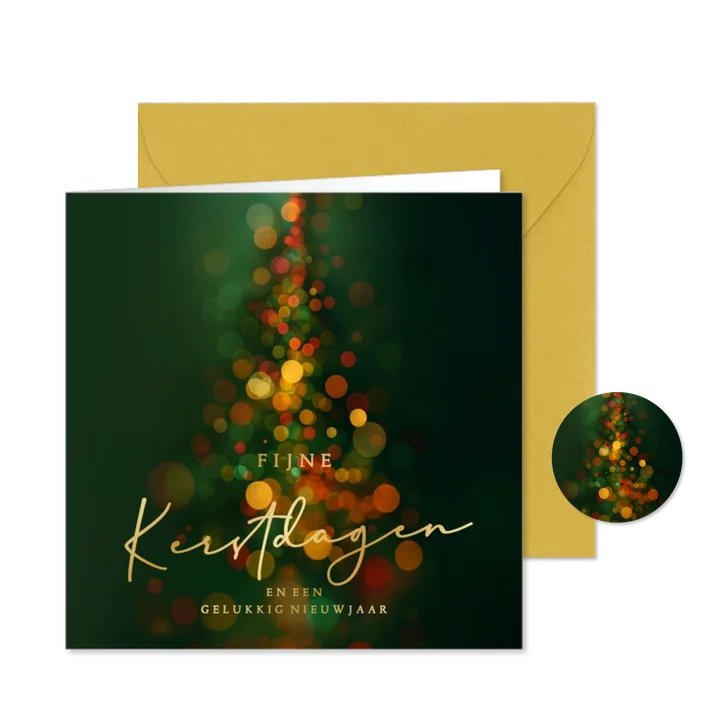 Stijlvolle zakelijke kerstkaart kerstboom licht