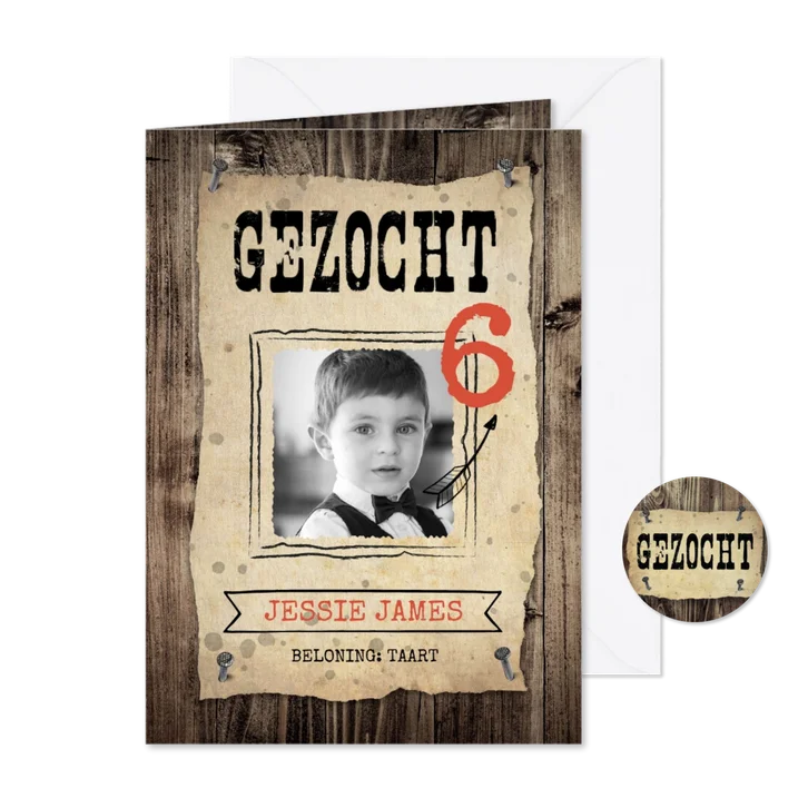 Stoere uitnodiging kinderfeestje met cowboy thema