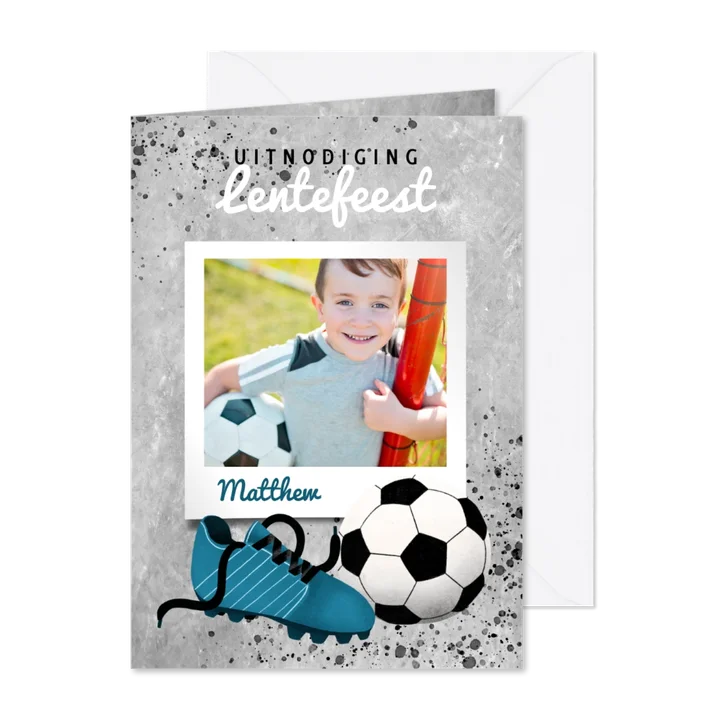 Stoere uitnodiging voor Lentefeest met voetbal en beton