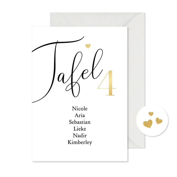 Tafelschikking stijlvol hartje goud minimalistisch