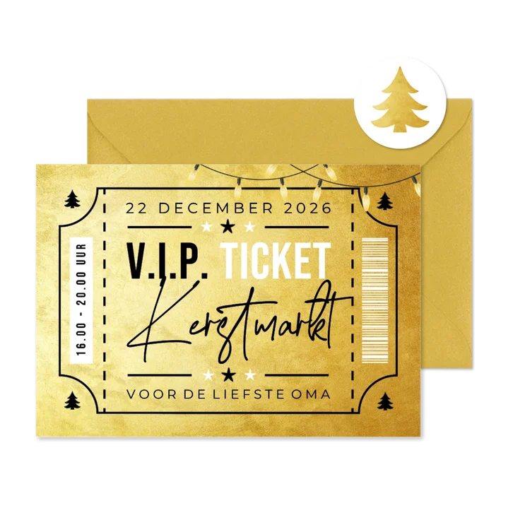 Ticket kerstmarkt uitnodiging kerstkaart bedankt
