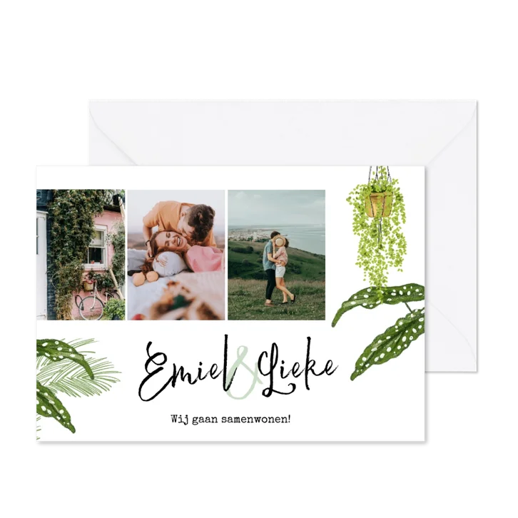 Toffe verhuiskaart samenwonen met botanisch tintje