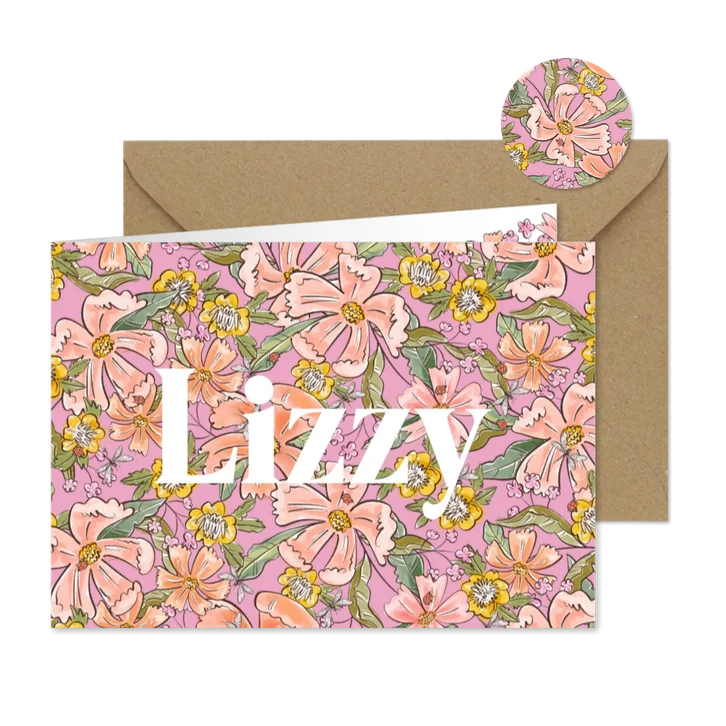 Trendy geboortekaartje floral kleurrijke bloemen libelle
