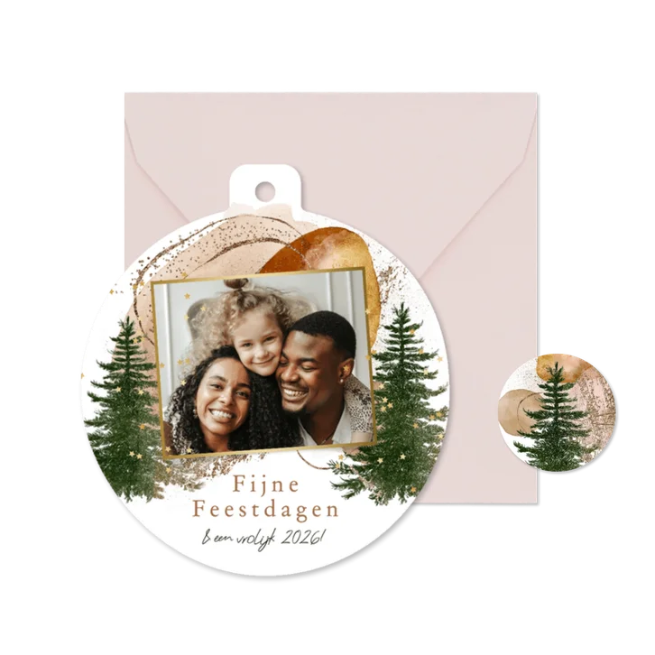 Trendy kerstkaart boho watercolor foto sterren goud