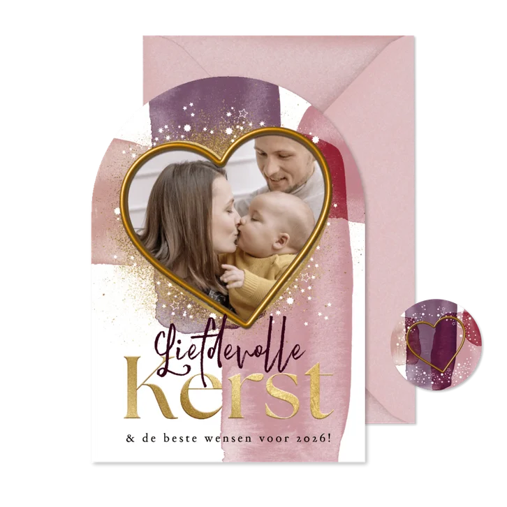 Trendy kerstkaart liefdevolle kerst hart watercolor foto 