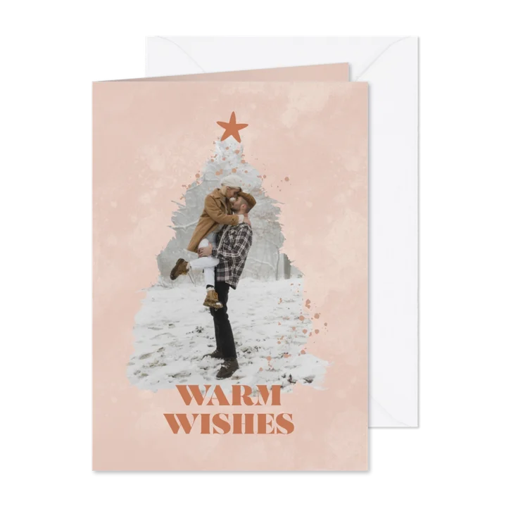 Trendy nieuwjaarskaart met foto in kerstboom vorm