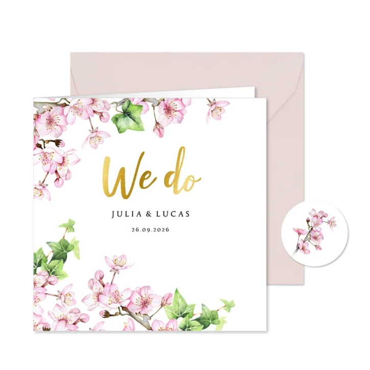 Trouwen bloesem klimopblad