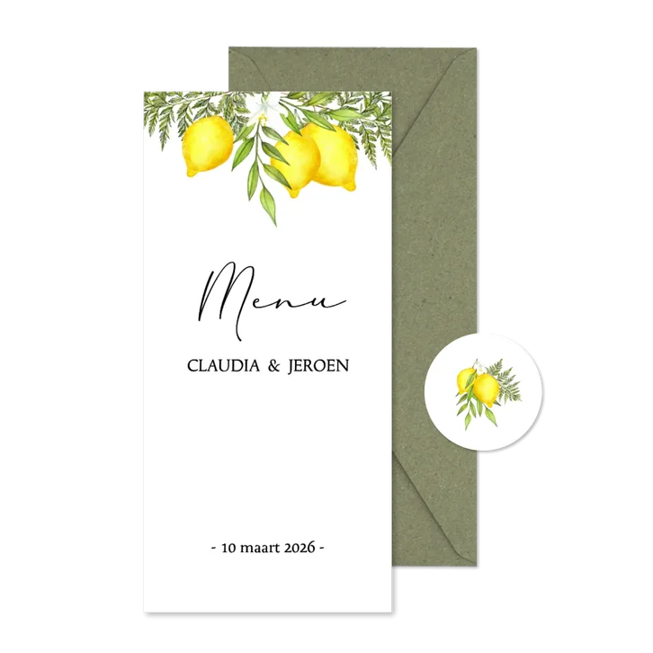 Trouwen menu botanische citroen