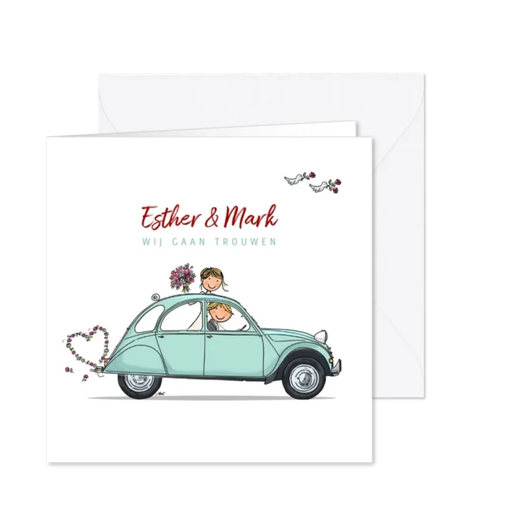 Trouwkaart Citroen 2CV mint 